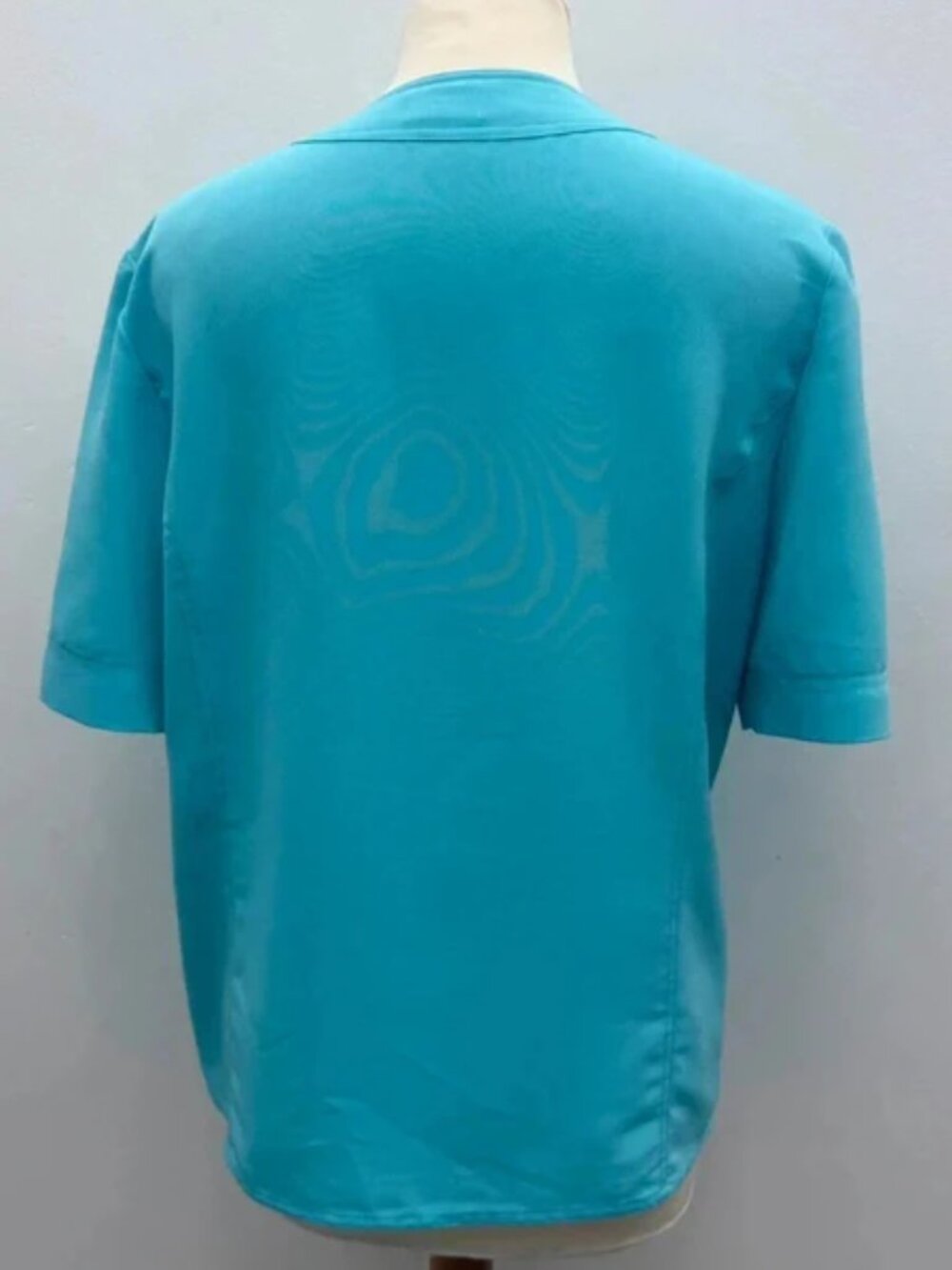 Viyella Turquoise Blue Short Sleeve Button Top 12 - Picture 3 of 5